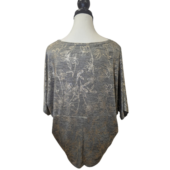 Metallic Foil Dolman Top | WHBM Gold Floral V-Neck Soft Knit Blouse M NWT - Picture 4 of 13